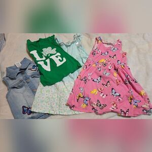 Girl's Set Of 4 Pieces Size 6 Dresses T-shirt Vest, H&M Kid's Place Sonoma